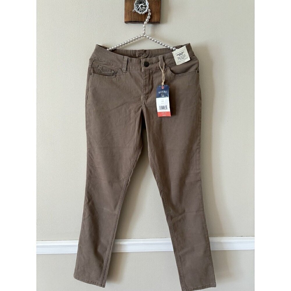 NWT Lee Riders Womens Size 6M Walnut Brown Dream Soft Denim Pants Curvy Fit
